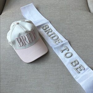 LIKE NEW Bride To Be Hat and Beaded Sash Set